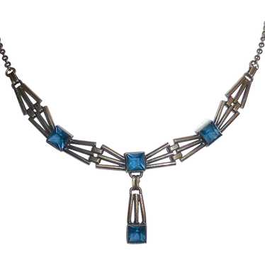 Art Deco 14k White Gold Blue Jewel R. F. Simmons N