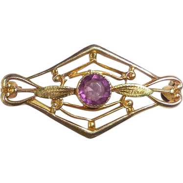Antique Edwardian 10k Purple Jewel Filigree Lace … - image 1