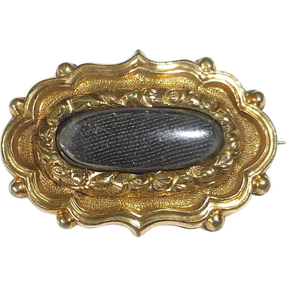 Antique Gold Filled Georgian Hair Mourning 'Lace'… - image 1