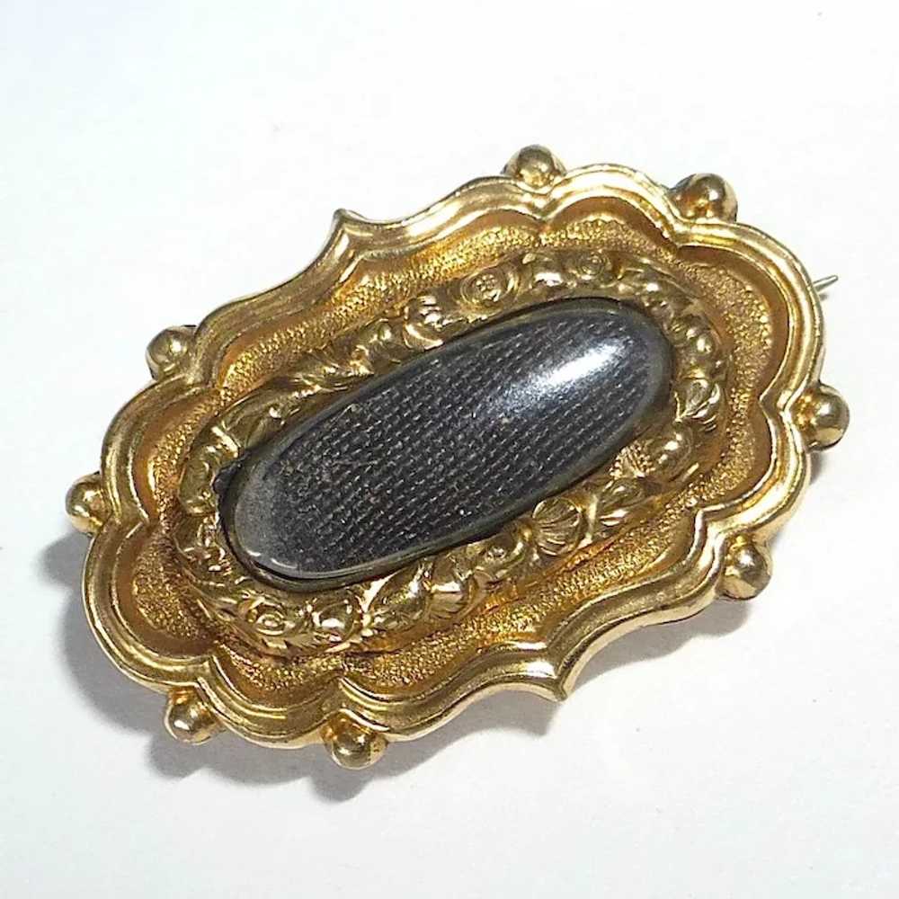 Antique Gold Filled Georgian Hair Mourning 'Lace'… - image 2