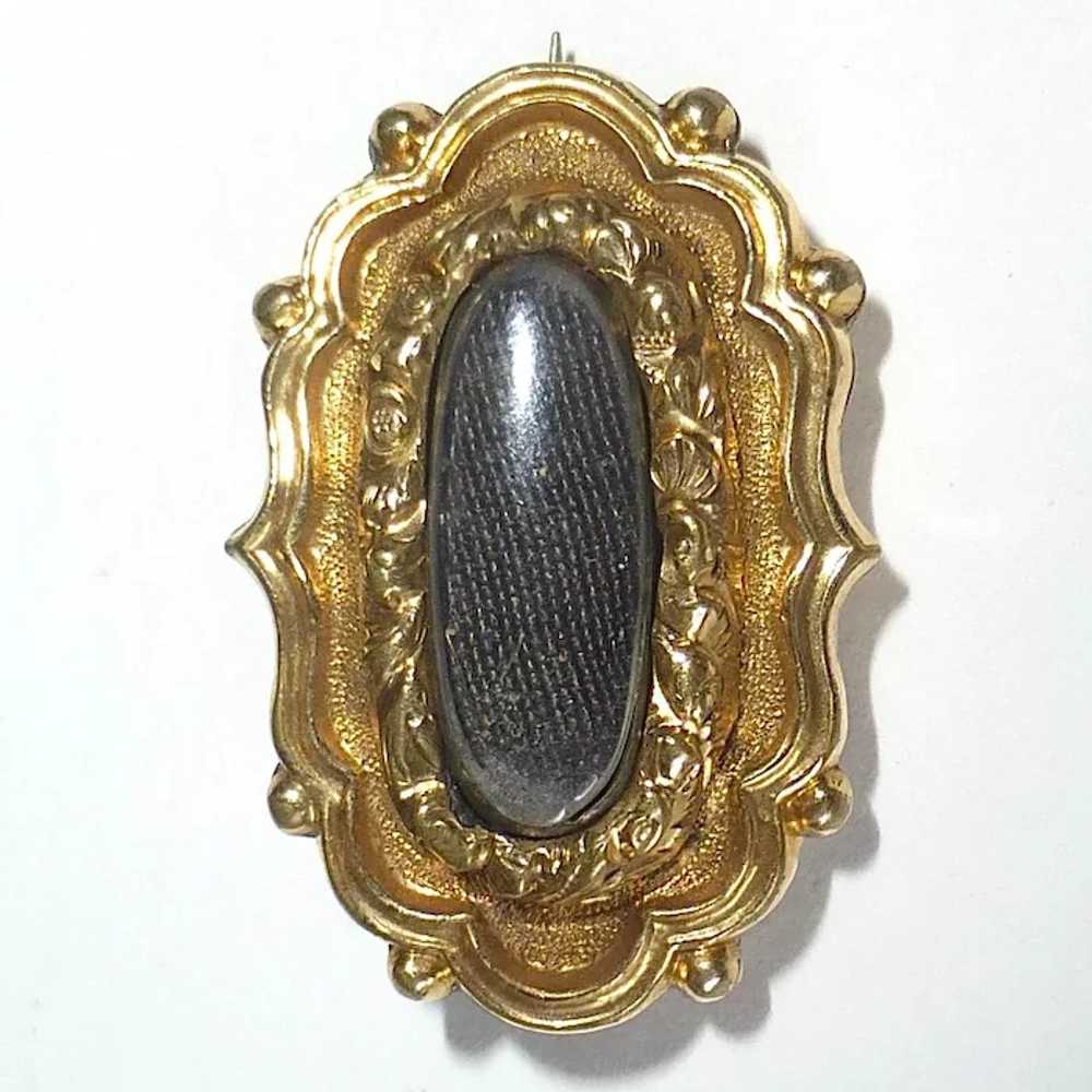 Antique Gold Filled Georgian Hair Mourning 'Lace'… - image 3