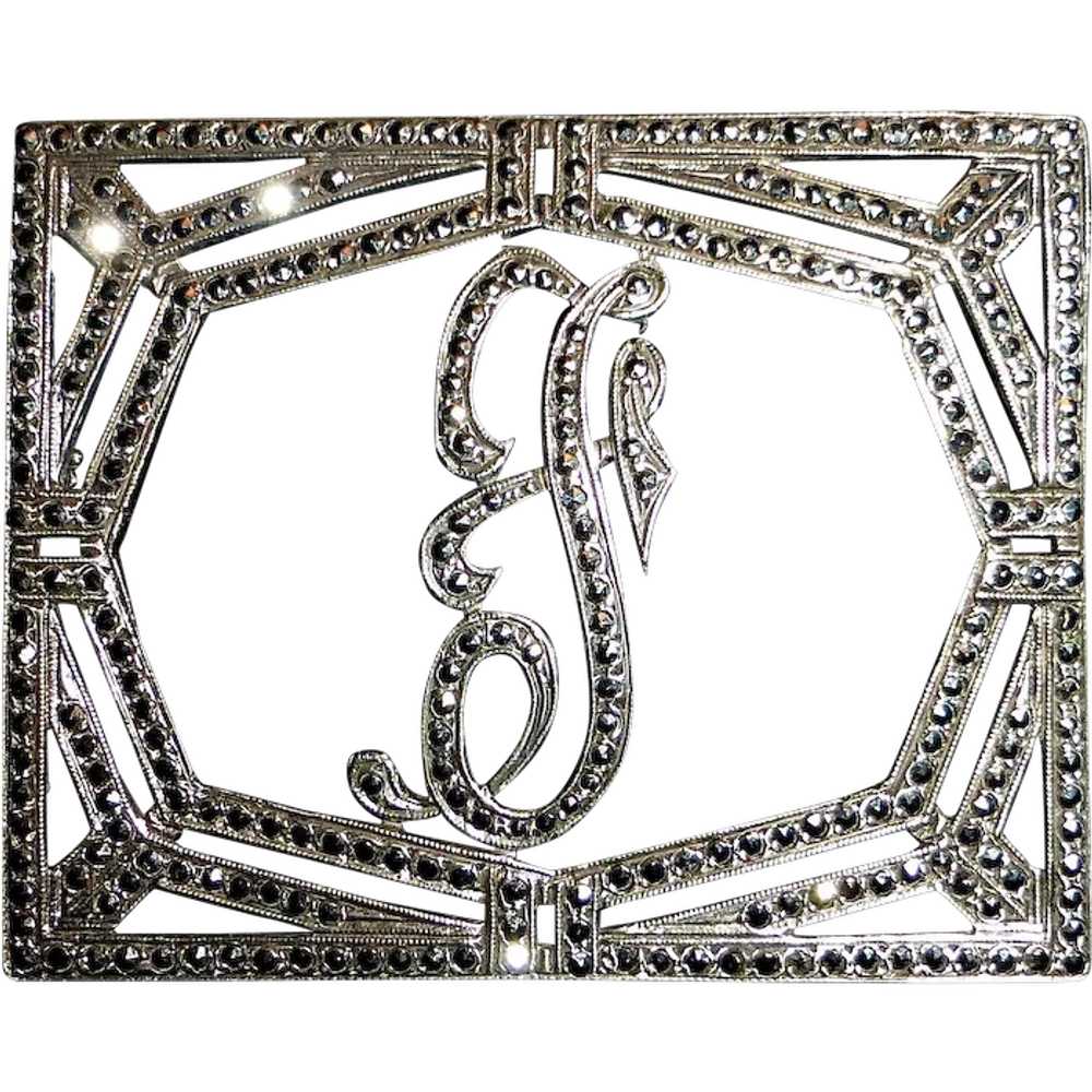 Sparkling Art Deco Sterling Silver & Marcasite In… - image 1