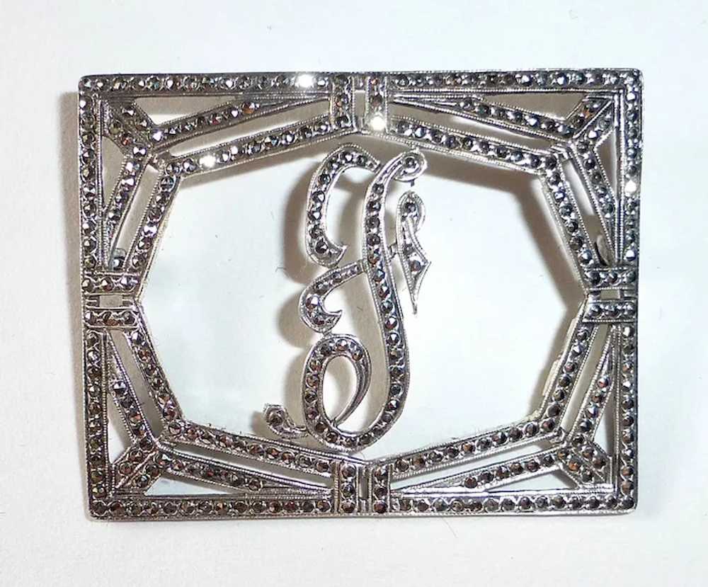 Sparkling Art Deco Sterling Silver & Marcasite In… - image 2