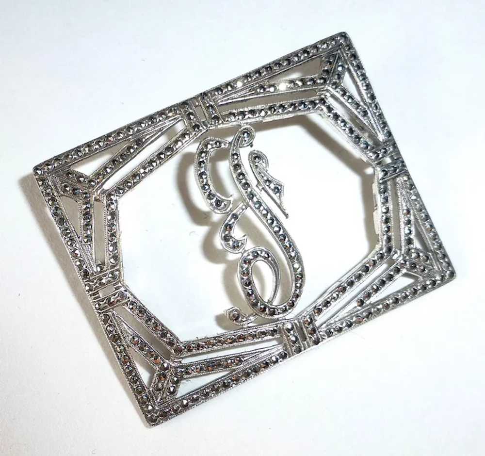 Sparkling Art Deco Sterling Silver & Marcasite In… - image 4