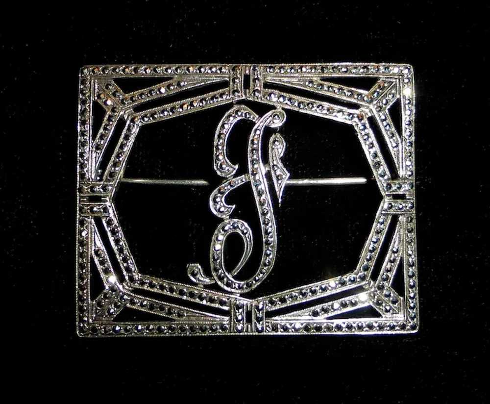 Sparkling Art Deco Sterling Silver & Marcasite In… - image 5