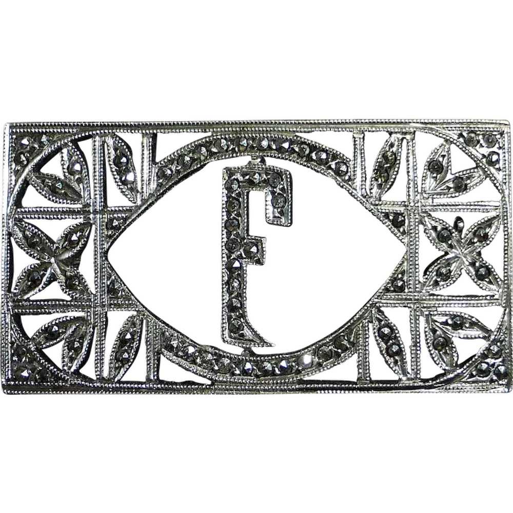 Sparkling Art Deco Sterling Silver & Marcasite In… - image 1