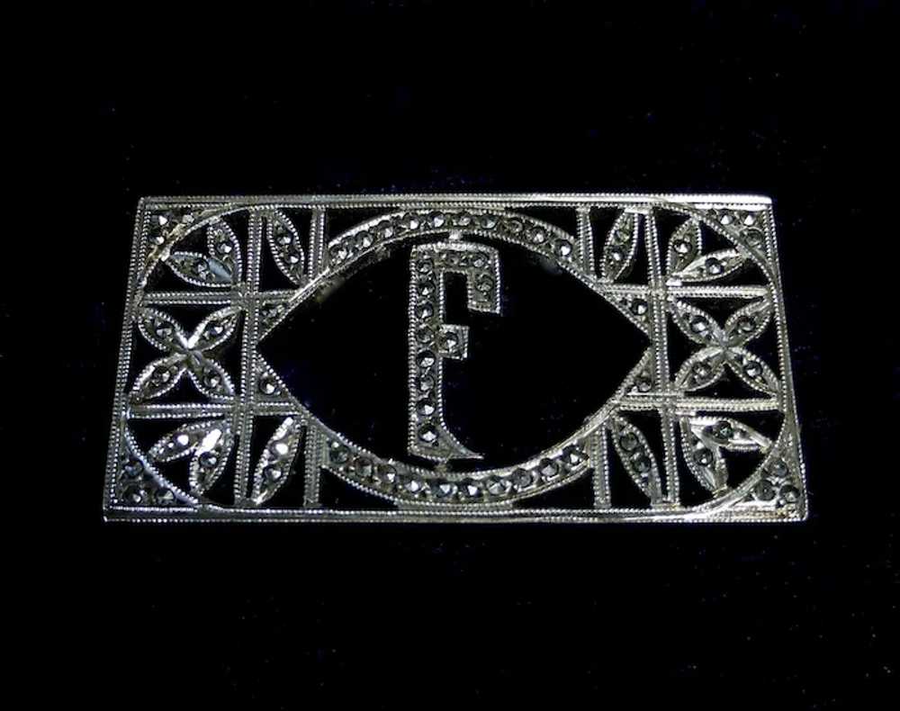 Sparkling Art Deco Sterling Silver & Marcasite In… - image 3