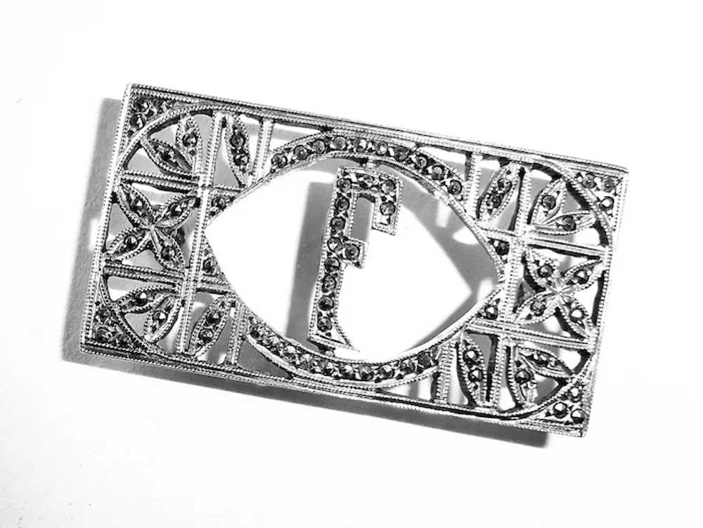 Sparkling Art Deco Sterling Silver & Marcasite In… - image 4