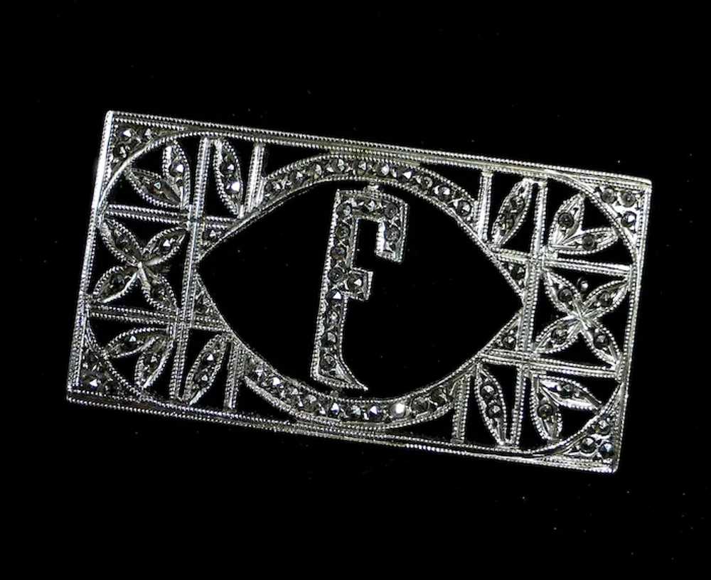 Sparkling Art Deco Sterling Silver & Marcasite In… - image 8