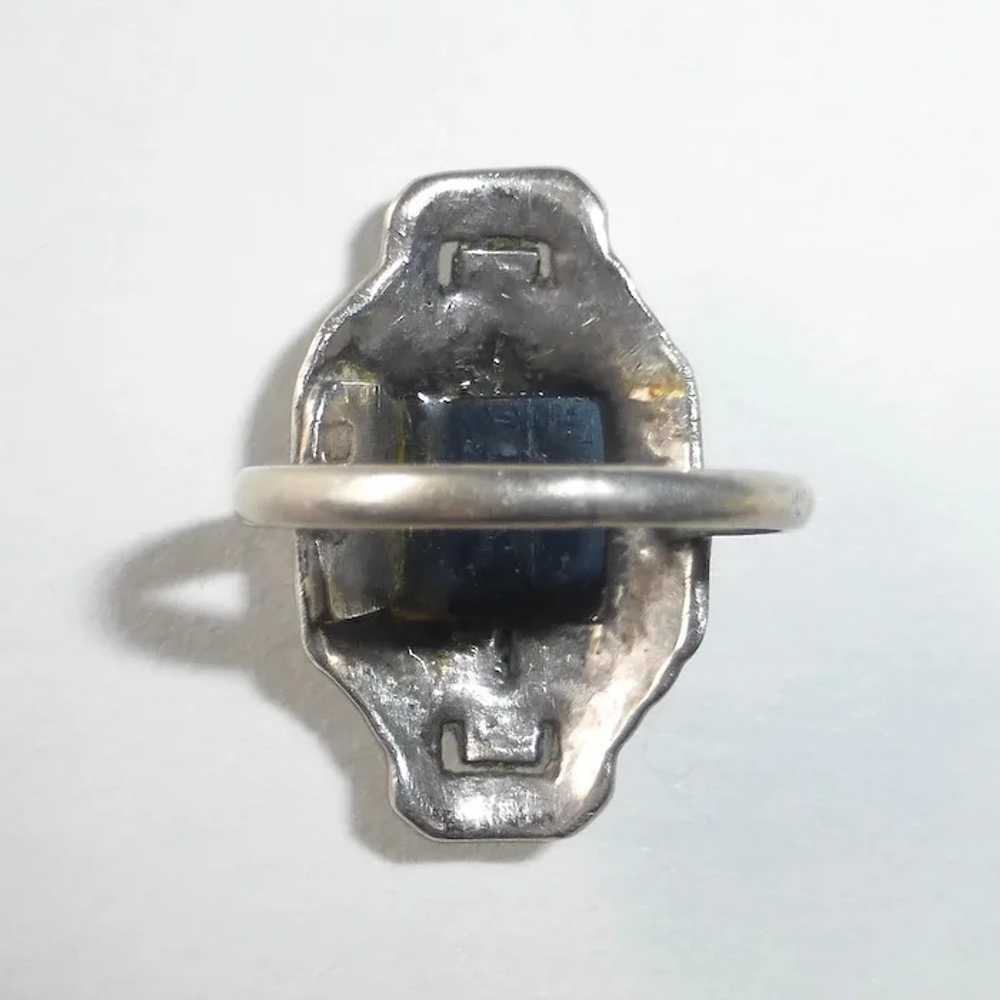 Art Deco Sterling Marcasite Onyx Ring - image 6