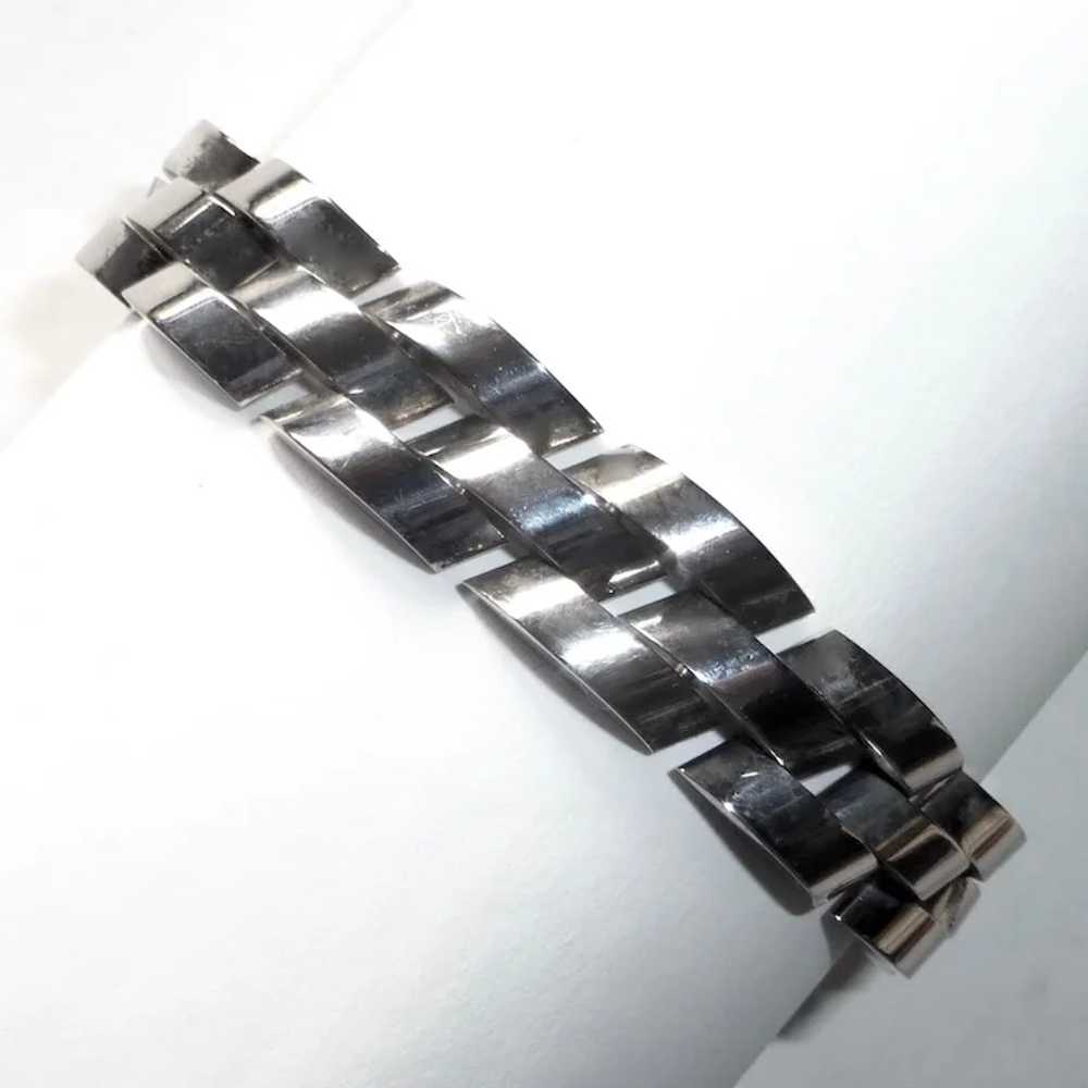 Mexican Sterling Chunky Sculptural Bracelet - image 3