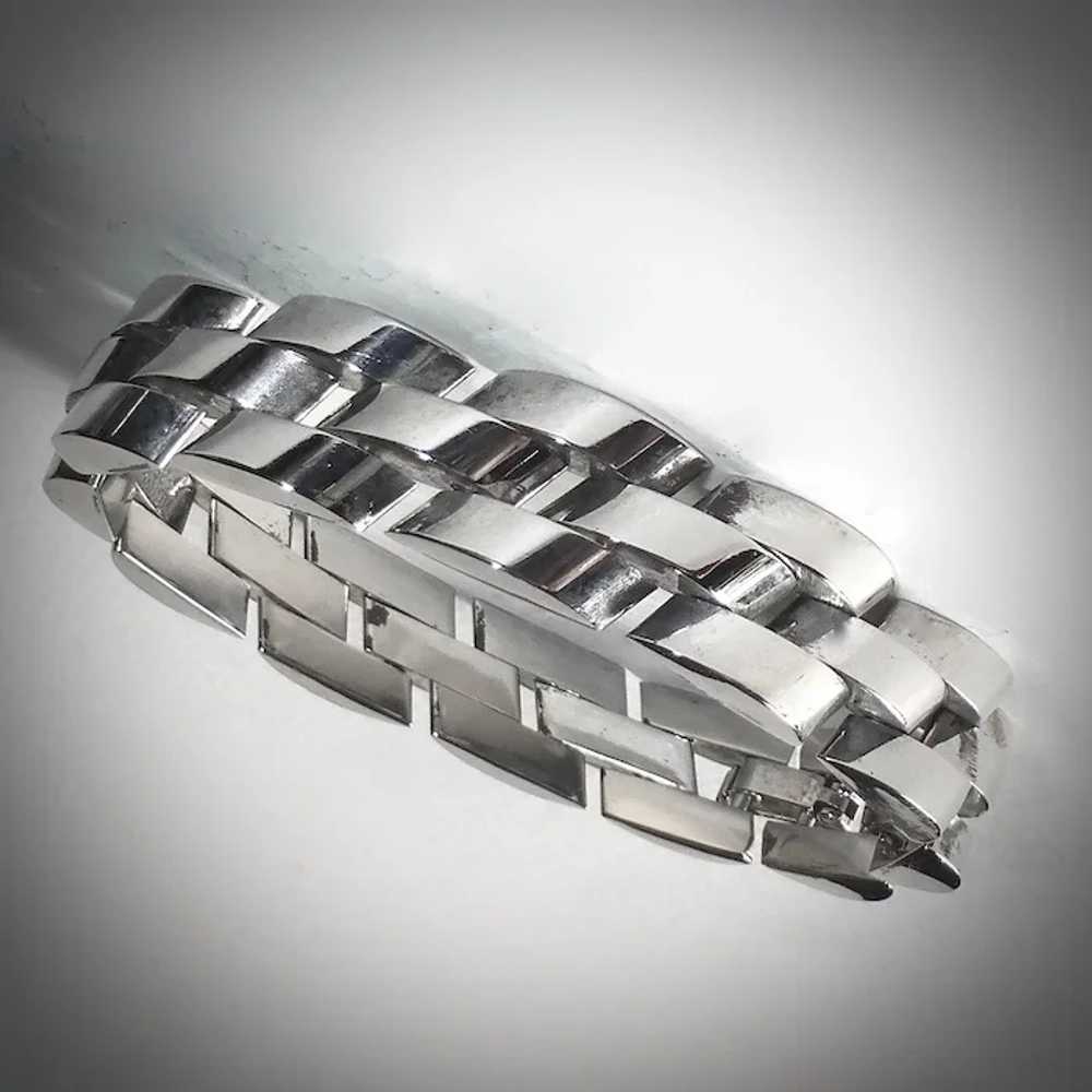 Mexican Sterling Chunky Sculptural Bracelet - image 8