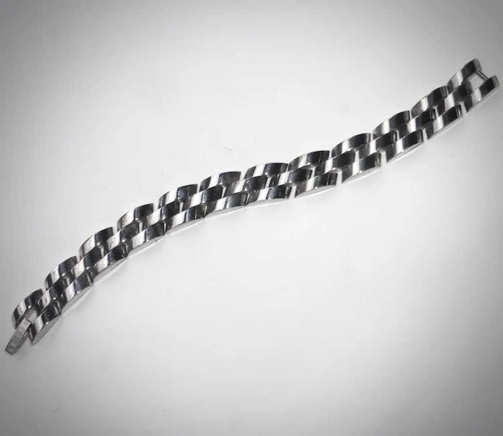 Mexican Sterling Chunky Sculptural Bracelet - image 9