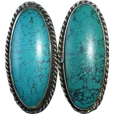 Native American Pawn Sterling & Turquoise Earrings - image 1