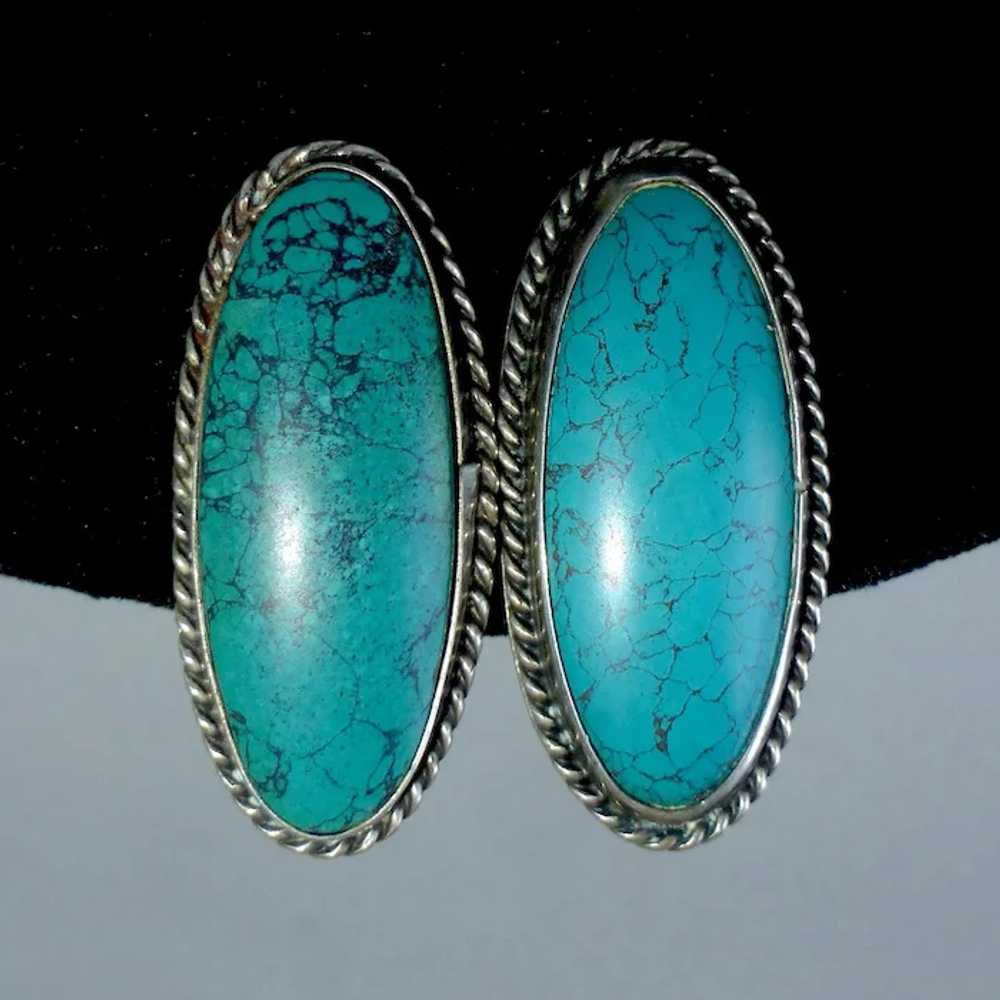 Native American Pawn Sterling & Turquoise Earrings - image 5