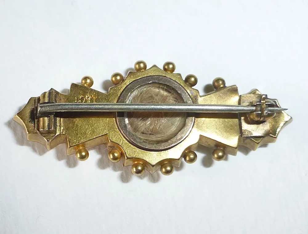 15k Antique Victorian Pin w Garnets & Diamond - H… - image 5