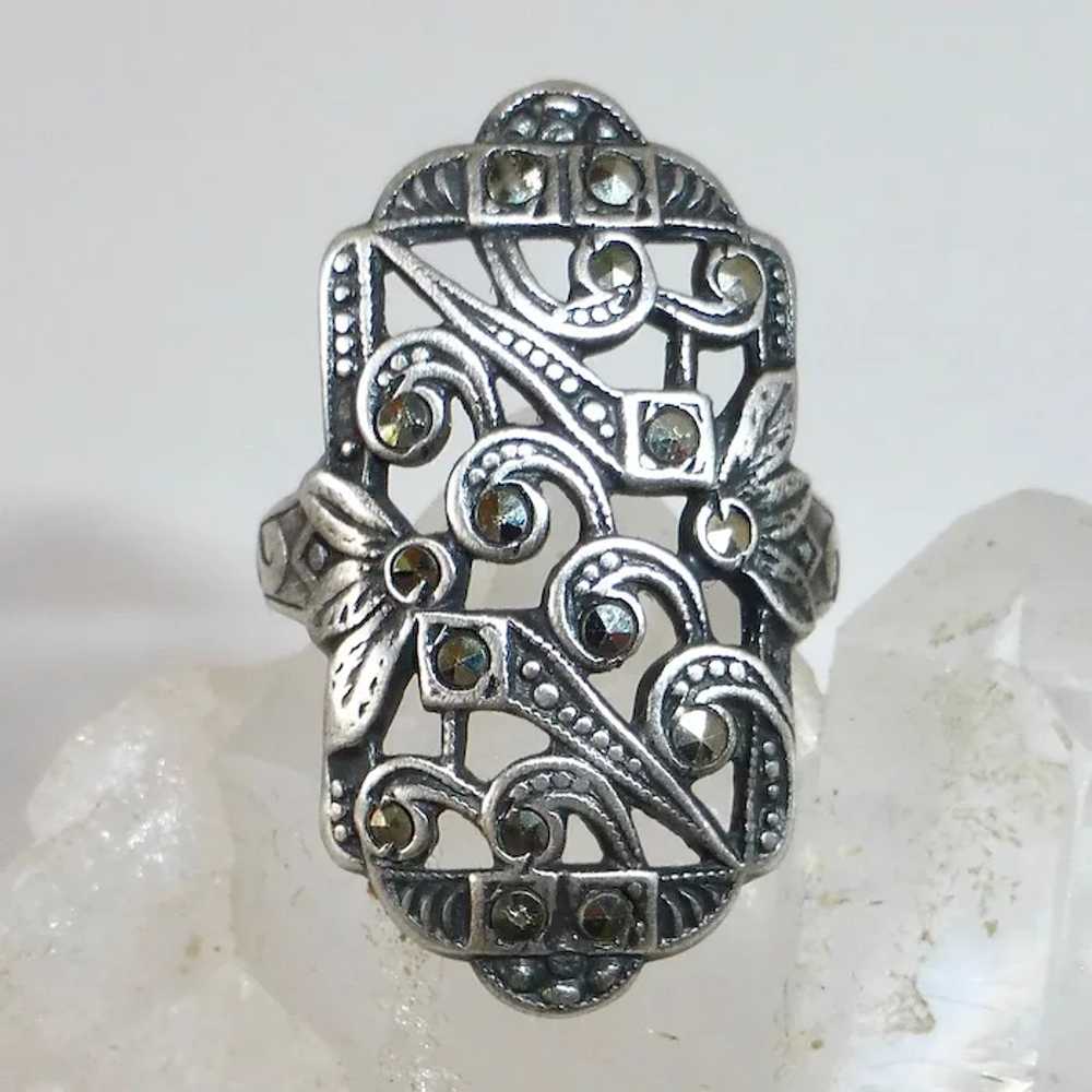 Art Deco Uncas Sterling Asymmetrical Pierced Marc… - image 5