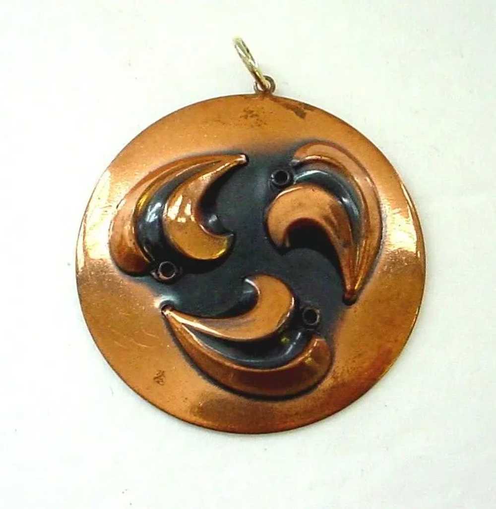 Large Vintage Rebajes Copper Pendant - image 1