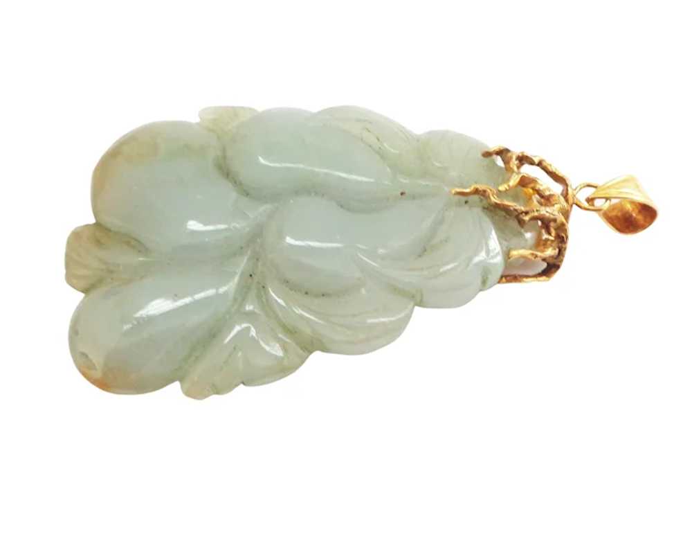 18K and Carved Jade Pear Pendant - image 2