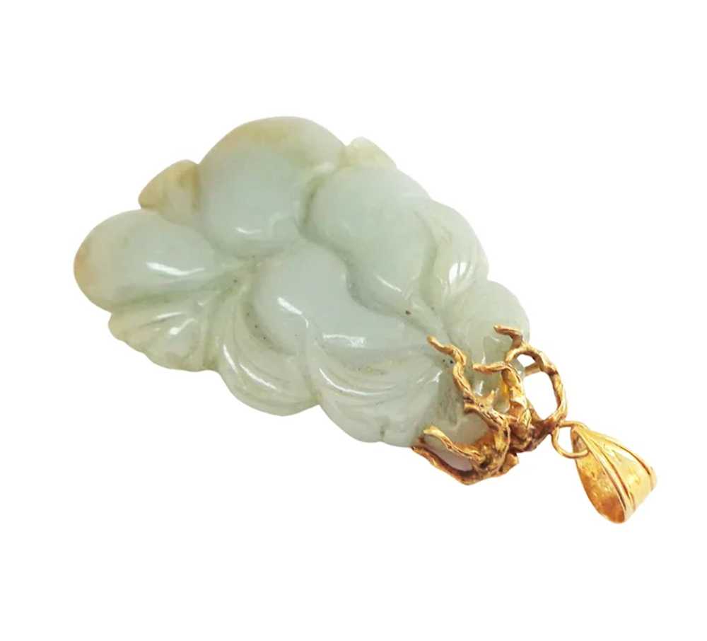 18K and Carved Jade Pear Pendant - image 4