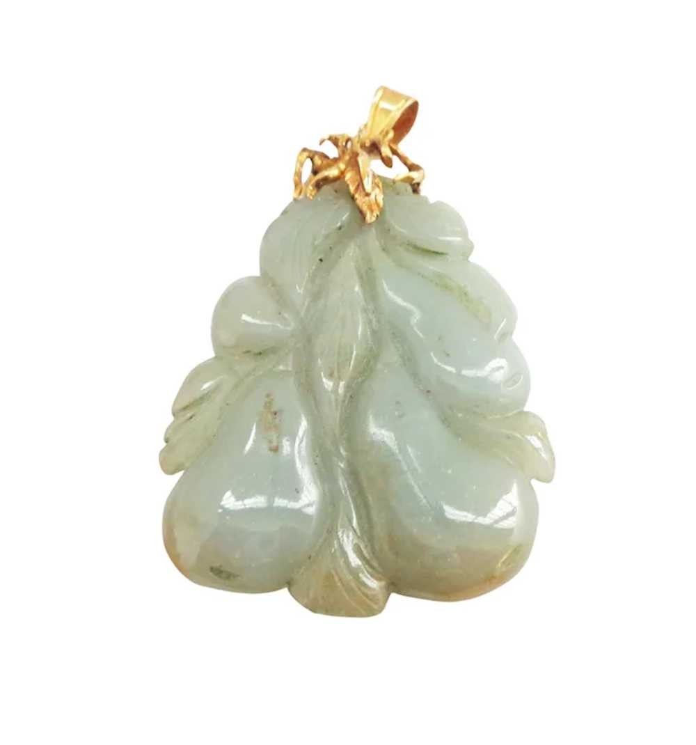 18K and Carved Jade Pear Pendant - image 5