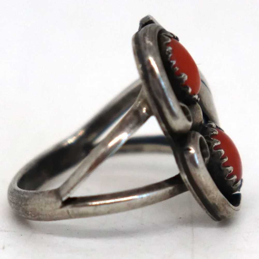 Vintage American Southwest Silver and Coral Caboc… - image 3