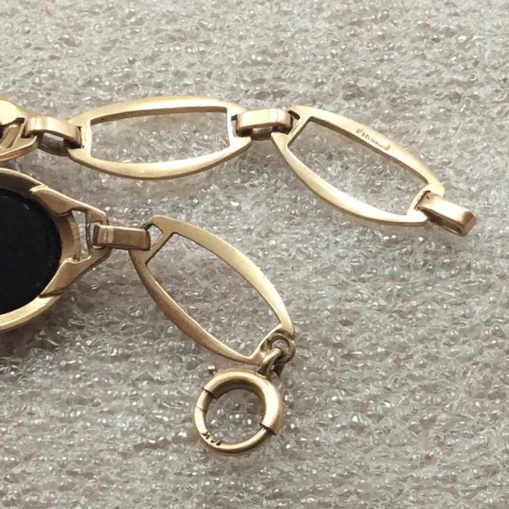 14k Gold 1930’s Onyx and Diamond Bracelet - image 6