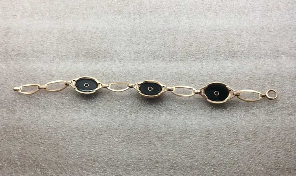 14k Gold 1930’s Onyx and Diamond Bracelet - image 7