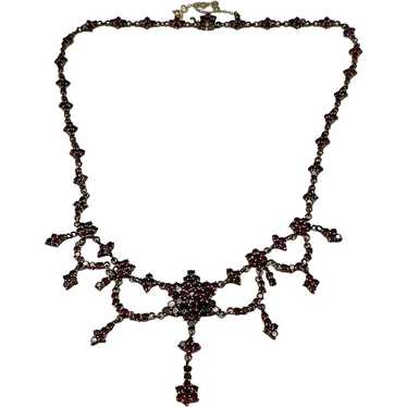 Garnet Round Beaded Necklace