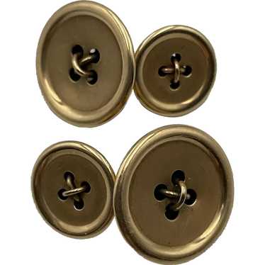 14k Gold Button Style Double Sided Cufflinks