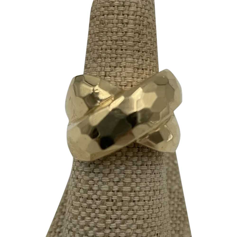 14k Hand Hammered Look Statement Ring - image 1