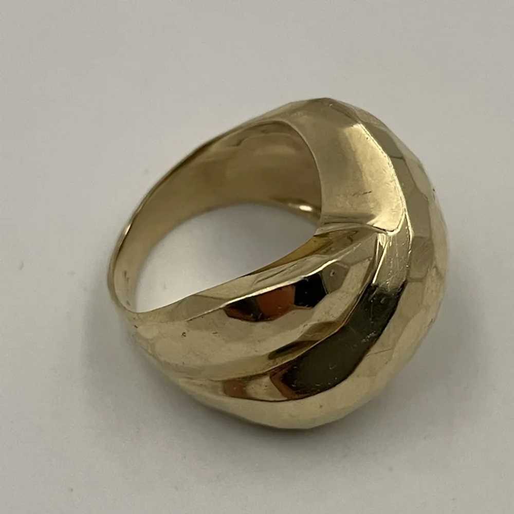 14k Hand Hammered Look Statement Ring - image 4