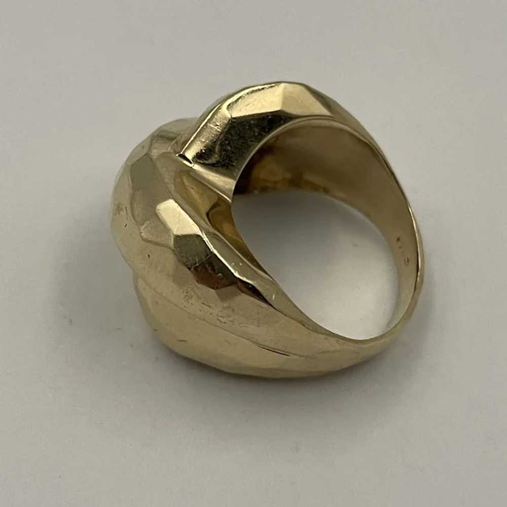 14k Hand Hammered Look Statement Ring - image 5