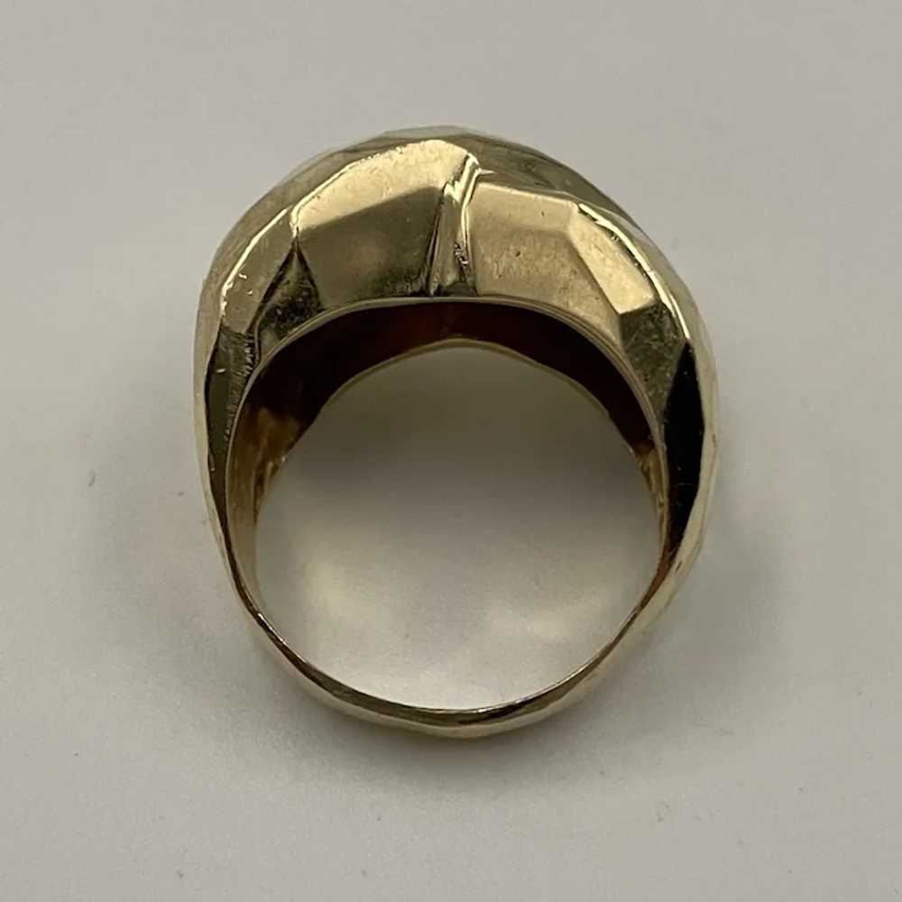14k Hand Hammered Look Statement Ring - image 6