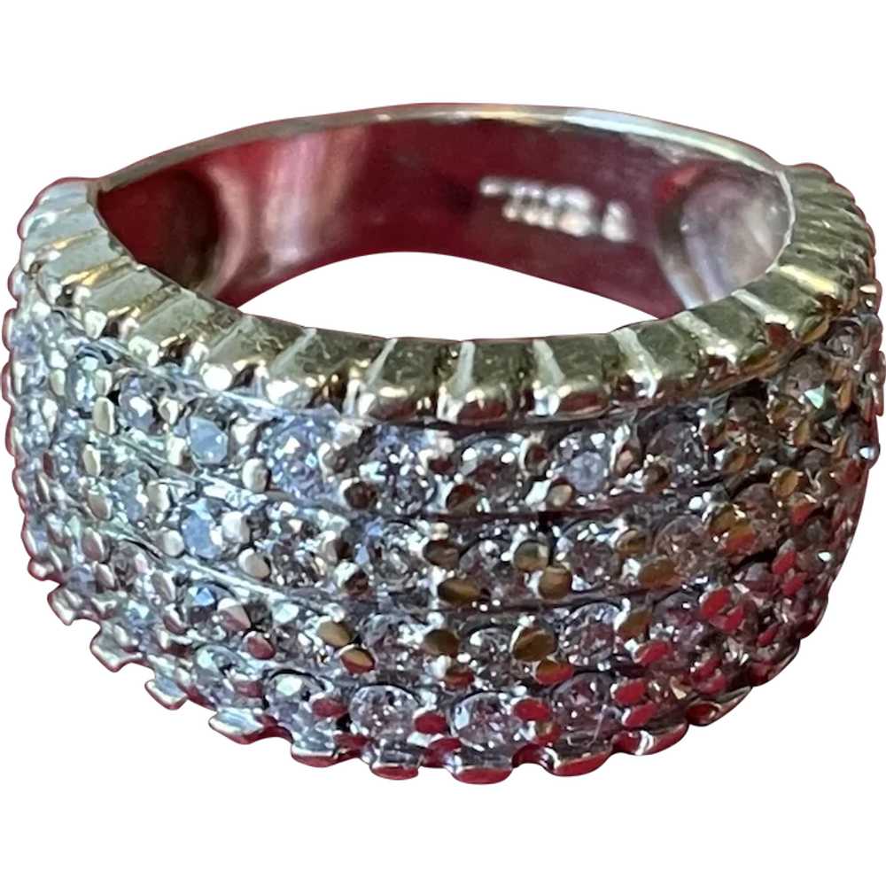 14K Gold Pave Wide Diamond Band with 60 Round Dia… - image 1