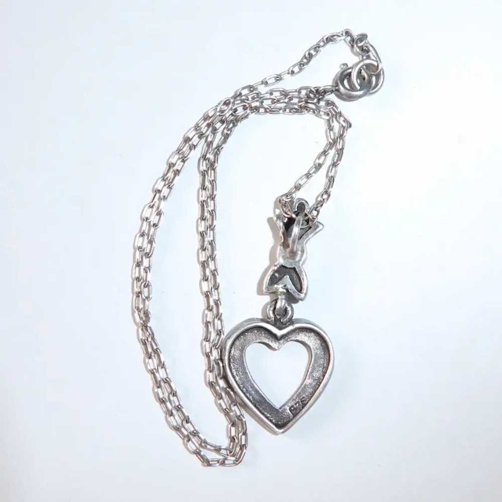 Sterling Necklace w Marcasite Heart Pendant - image 6