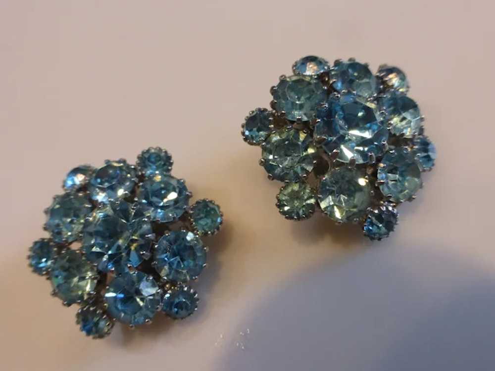 WEISS Signed Sky Blue Crystal Rhinestone Cluster … - image 2