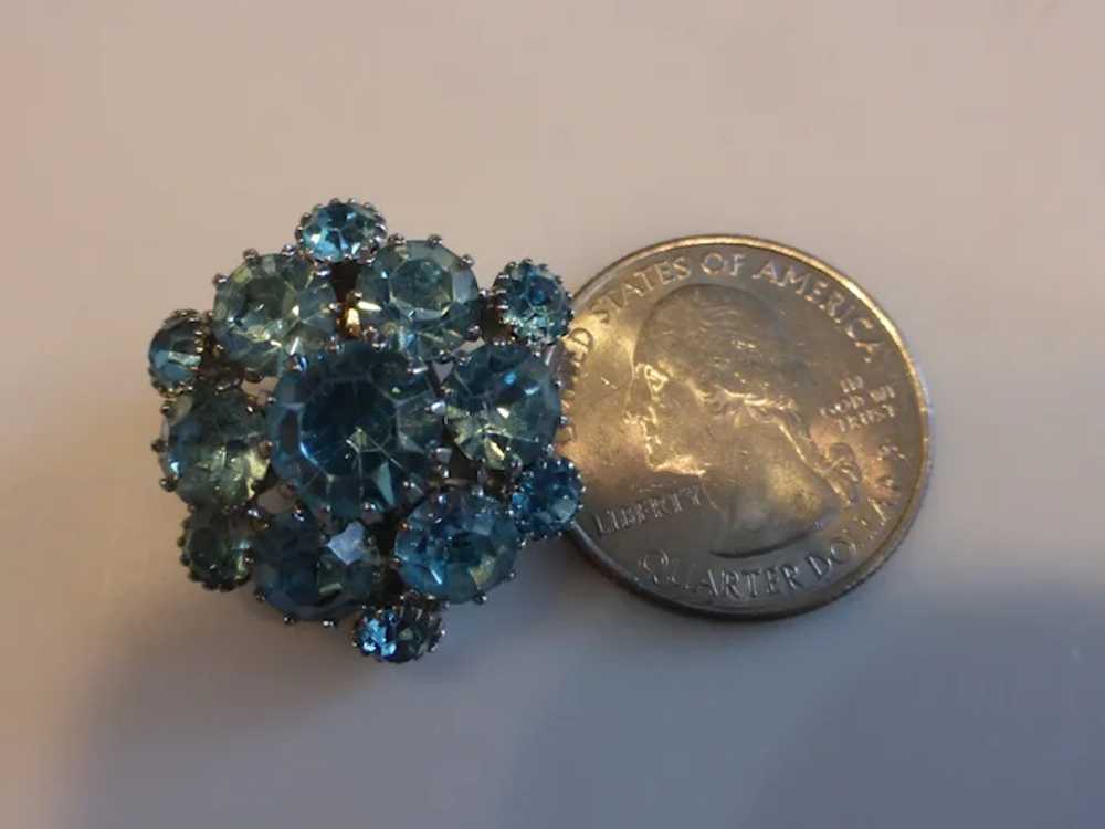 WEISS Signed Sky Blue Crystal Rhinestone Cluster … - image 4