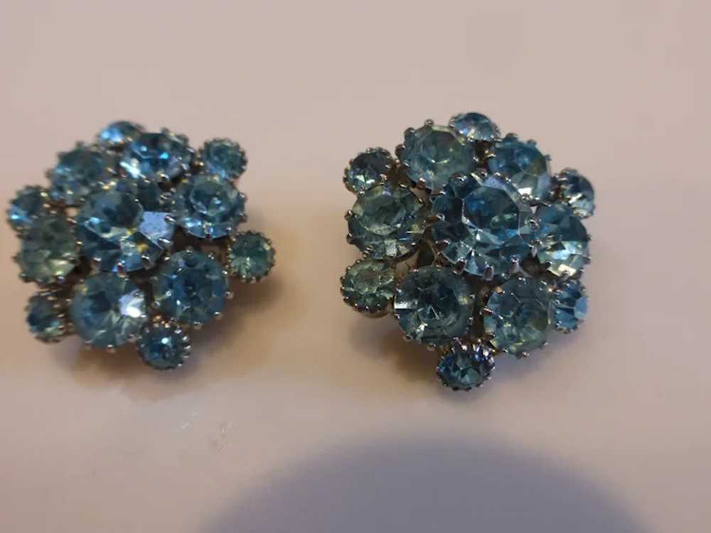 WEISS Signed Sky Blue Crystal Rhinestone Cluster … - image 7