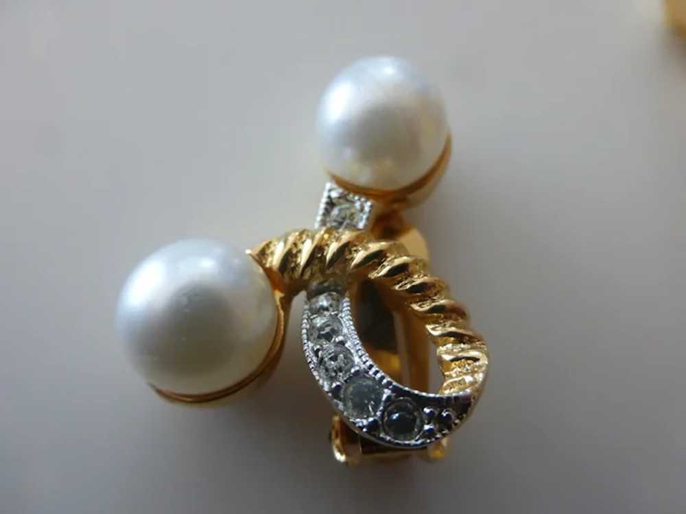 K.J.L. Kenneth Jay Lane Faux Pearl Crystal Rhines… - image 3