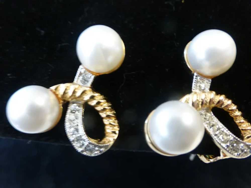 K.J.L. Kenneth Jay Lane Faux Pearl Crystal Rhines… - image 7