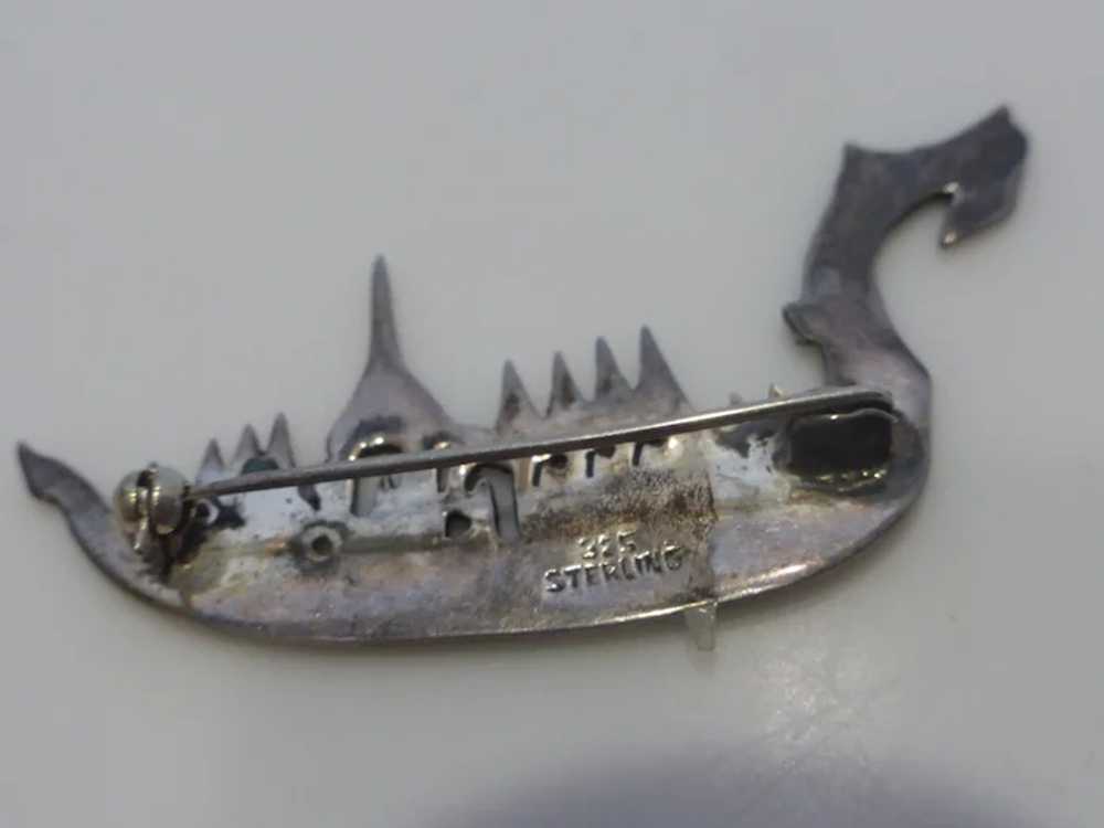 Siam Dragon Boat Barge Pin Niello Sterling Silver… - image 4