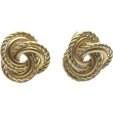 Gold Tone Twisted Love Knot Clip Earrings - image 1