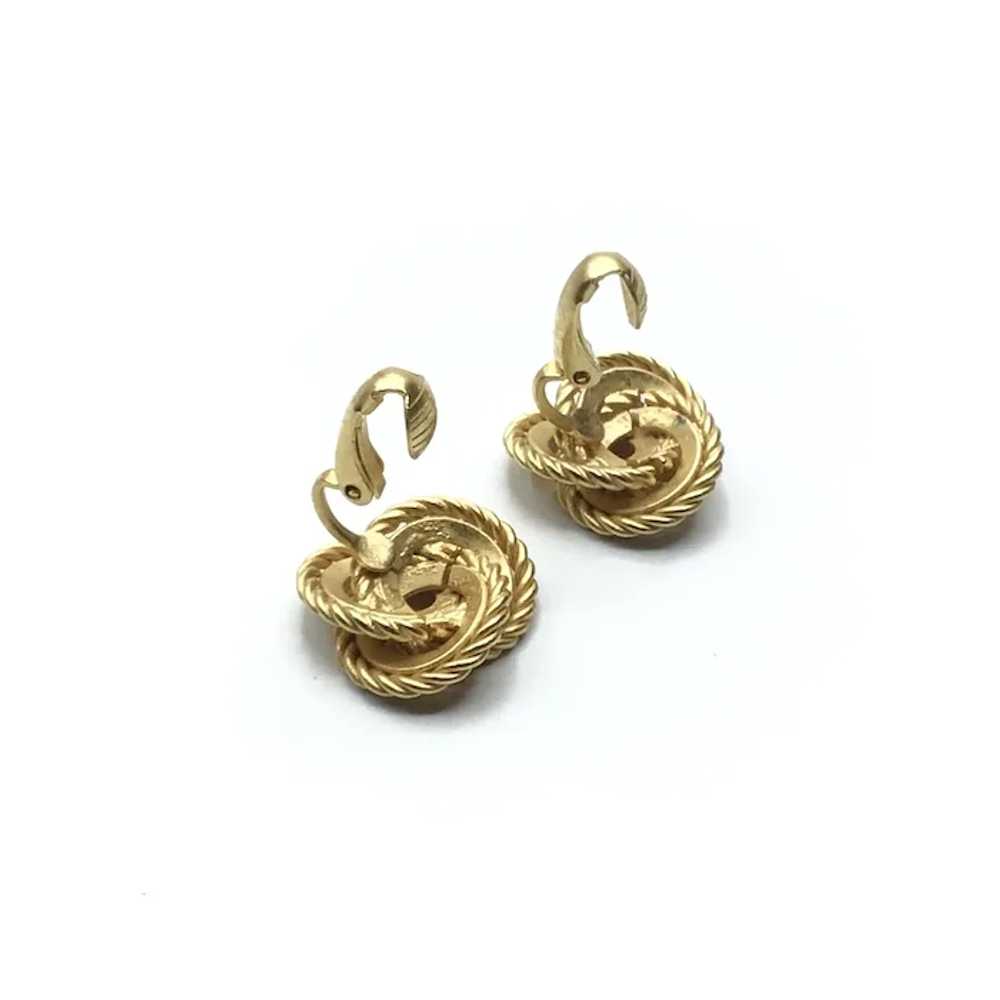 Gold Tone Twisted Love Knot Clip Earrings - image 4