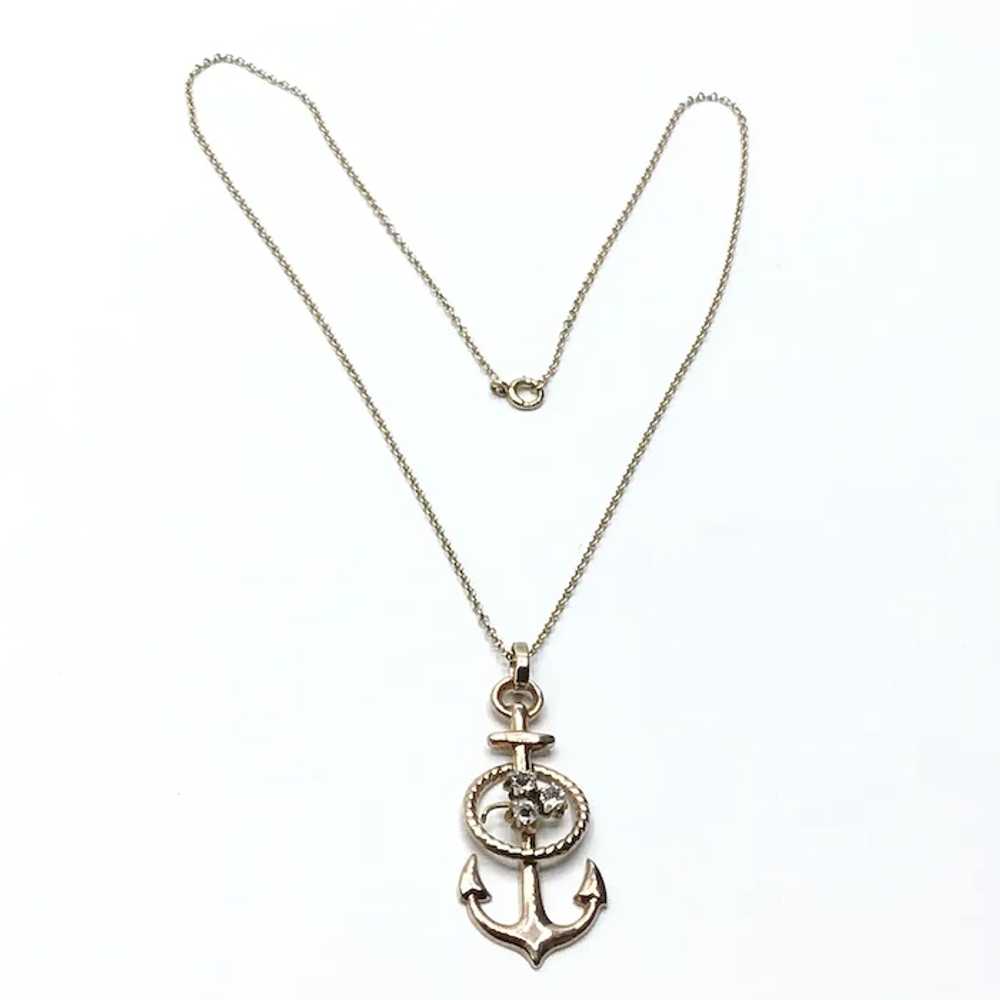 Antique Gold Filled Paste Anchor & 10K Gold Chain… - image 2
