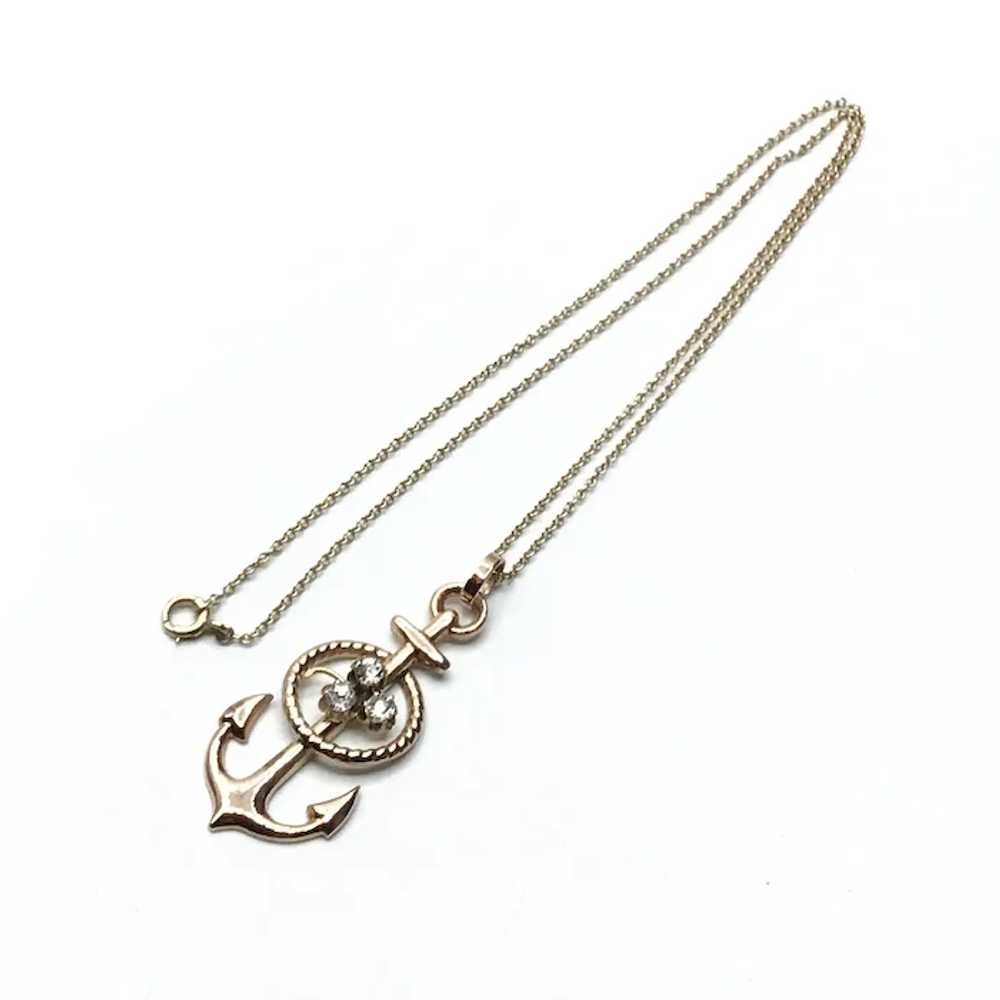 Antique Gold Filled Paste Anchor & 10K Gold Chain… - image 4