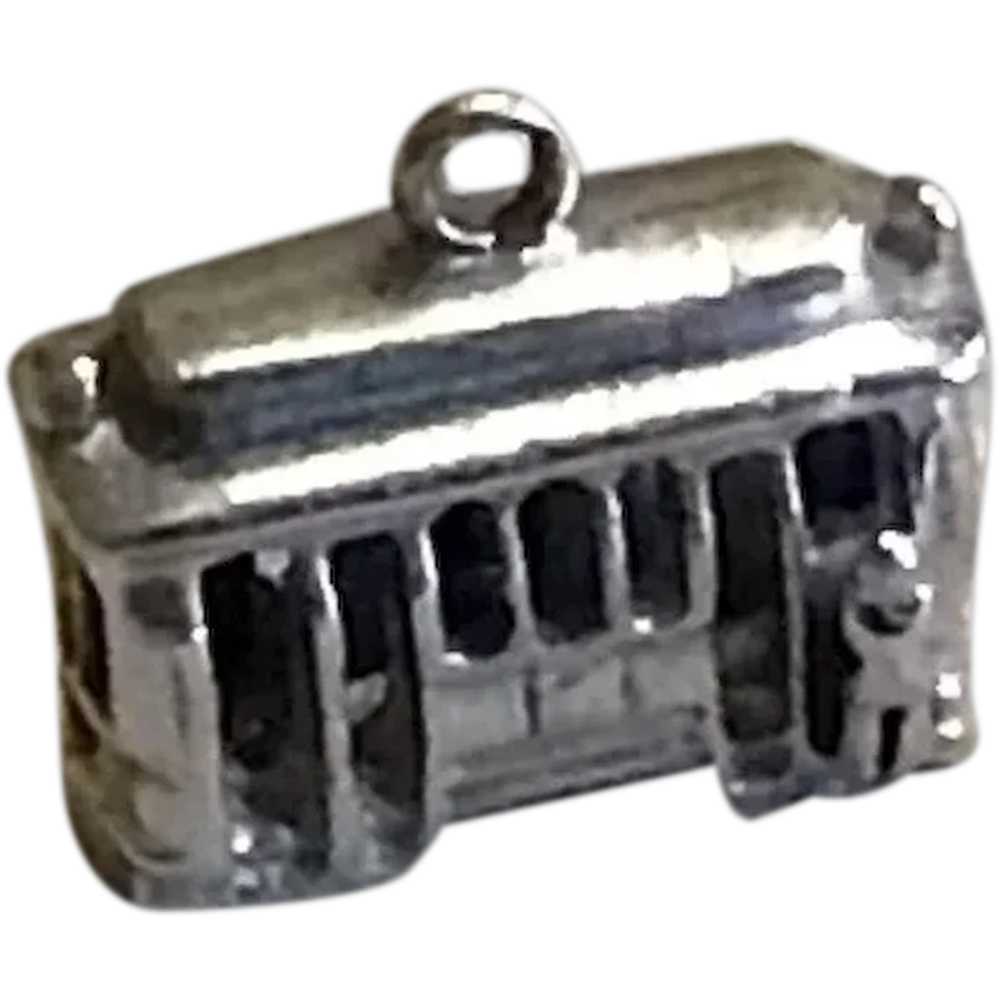 Sterling Silver Trolley  Or Street Car Charm - image 1