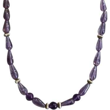 Gold Filled Amethyst Glass Bead Necklace - image 1