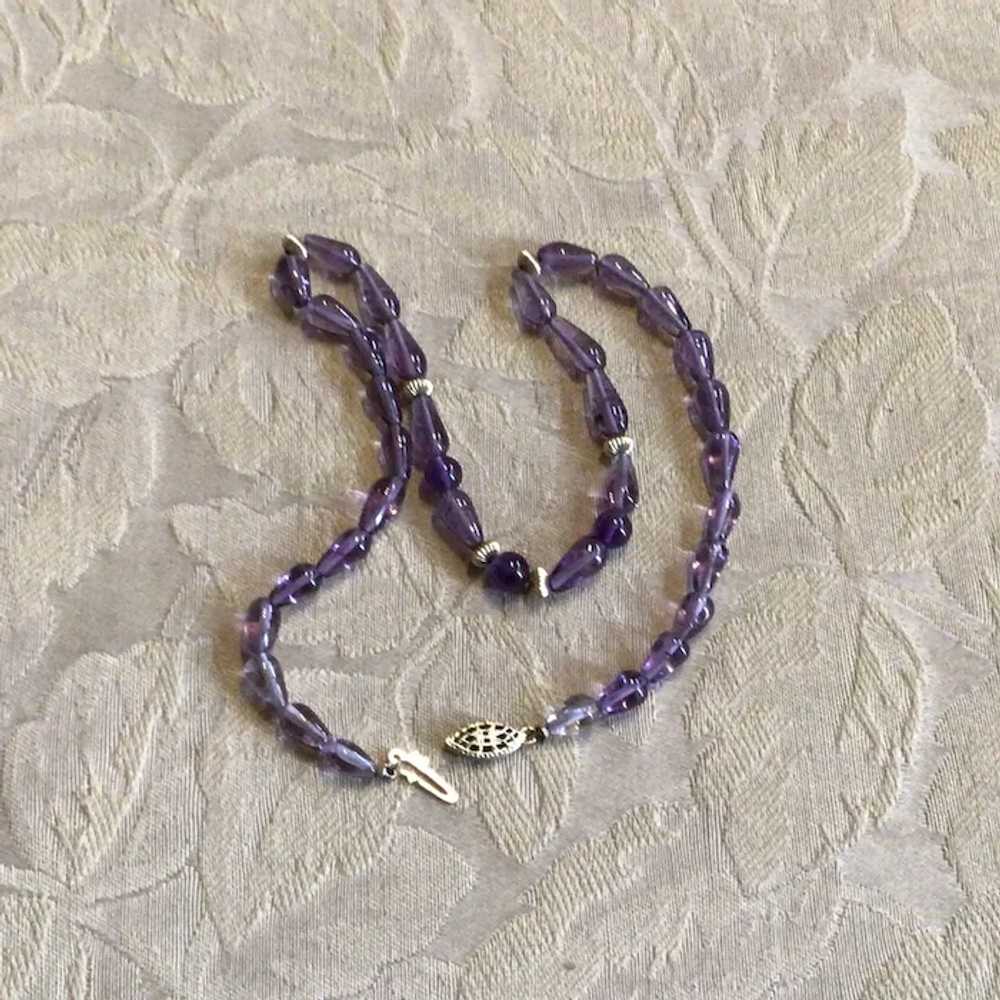 Gold Filled Amethyst Glass Bead Necklace - image 5