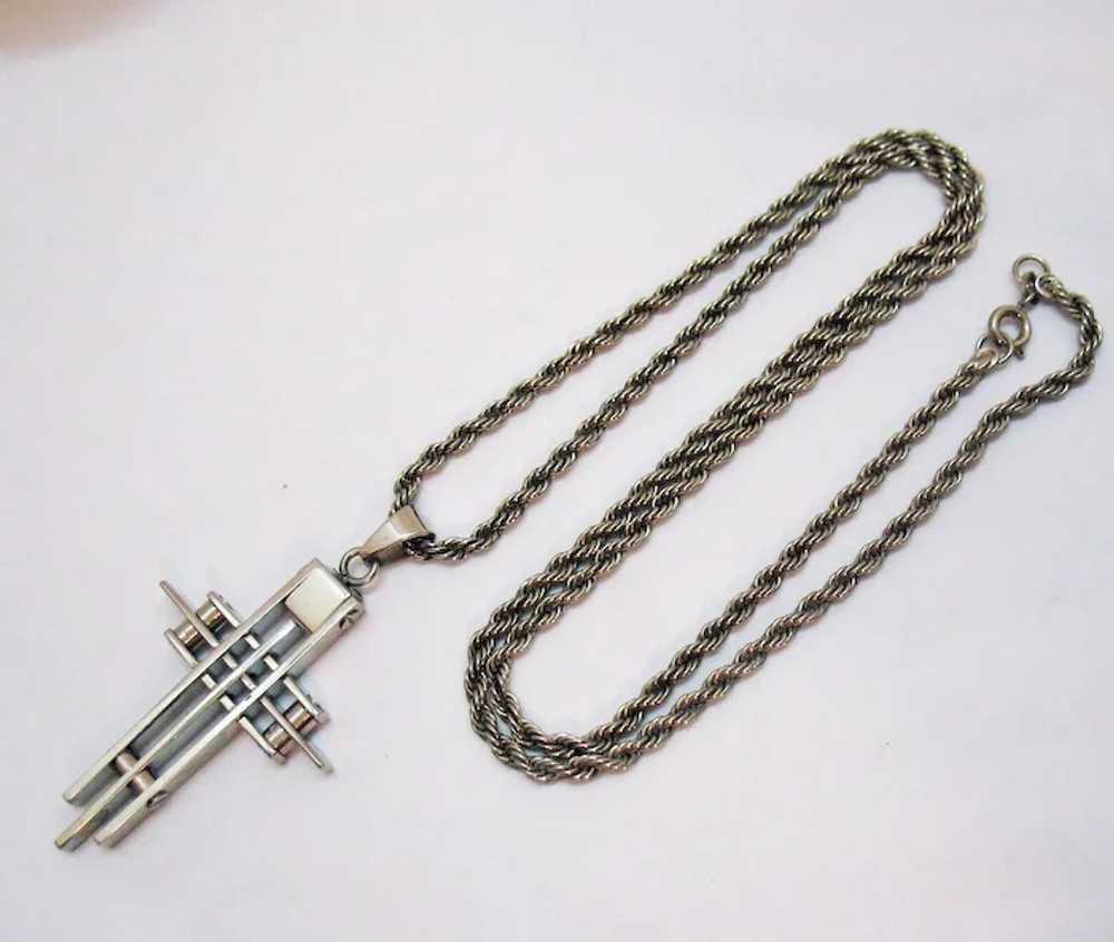 Vintage Sterling Silver Necklace Stainless Steel … - image 3